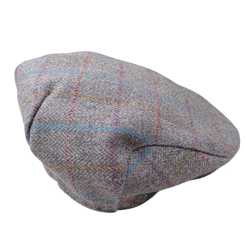 Loch Ness Collection Mens Grey Plaid Flat Cap XXL 7 3/4 Scotland Wool Blend
